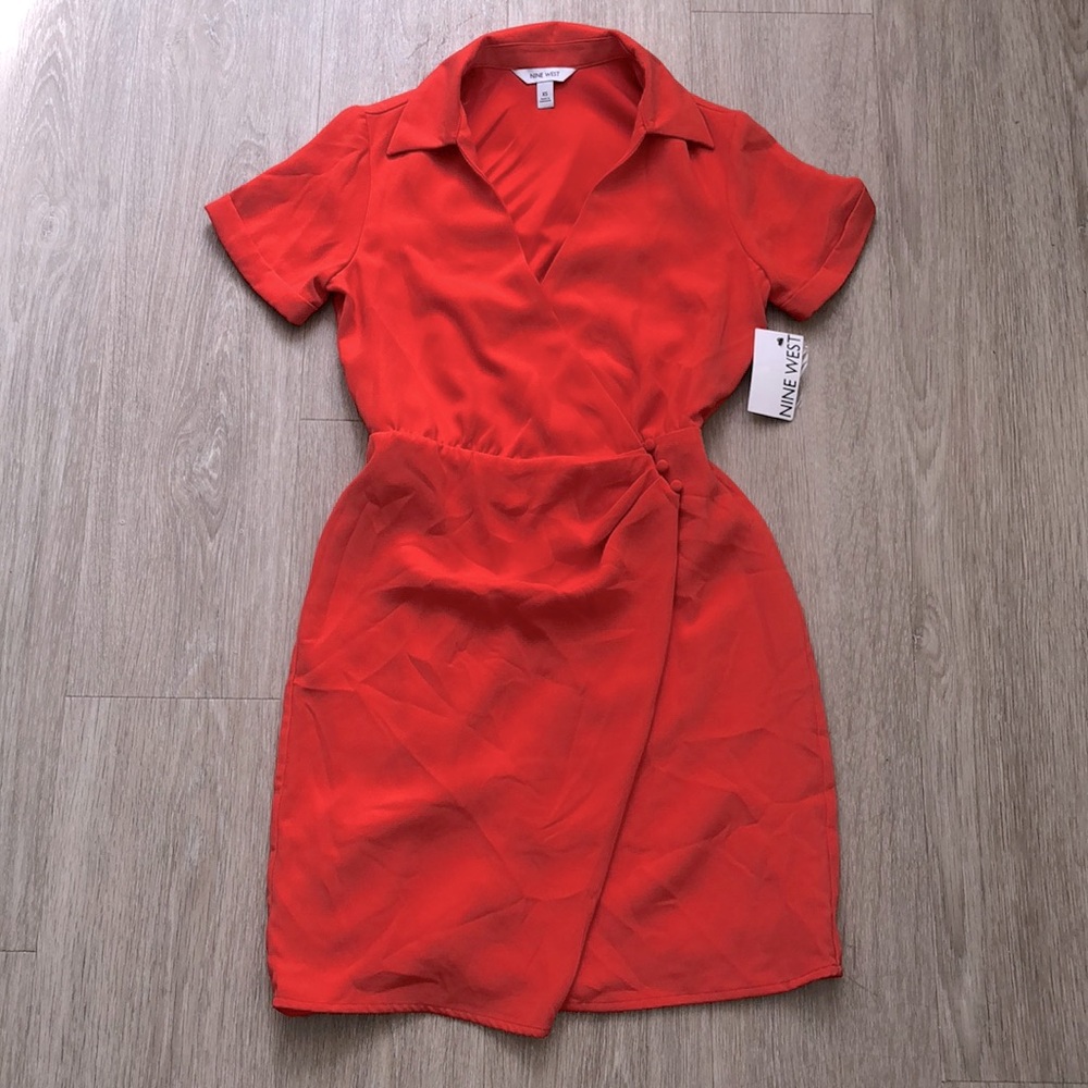NWT Nine West Dark Orange Wrap Dress Size XS